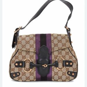 Vintage Gucci Horsebit 1955 monogram canvas shoulder bag